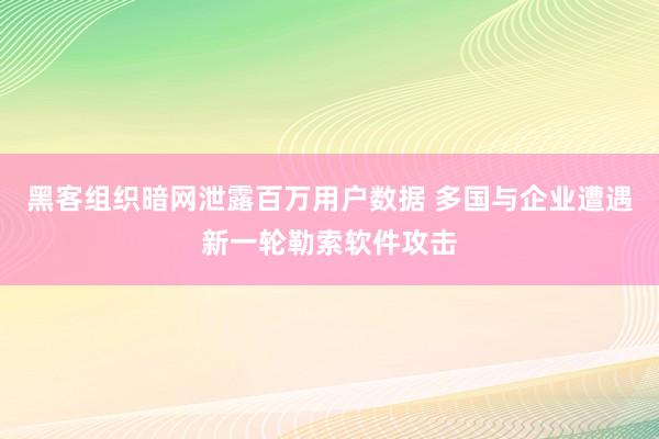 黑客组织暗网泄露百万用户数据 多国与企业遭遇新一轮勒索软件攻击